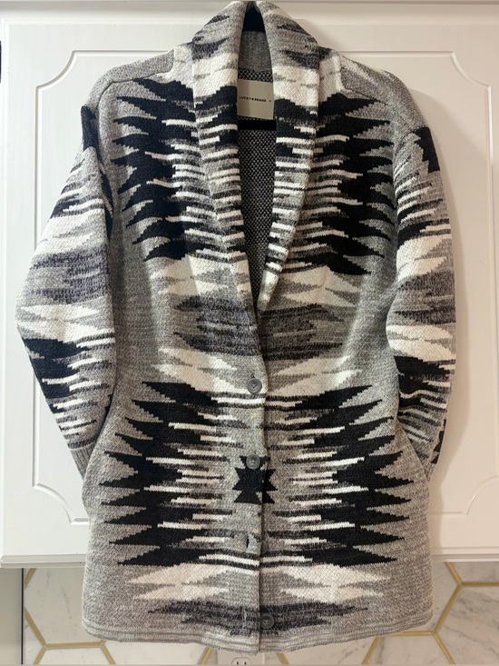 Lucky Brand Sweaters - Lucky Brand 100% Cotton Shawl Collar Cardigan Grey Black Geometric Sweater M